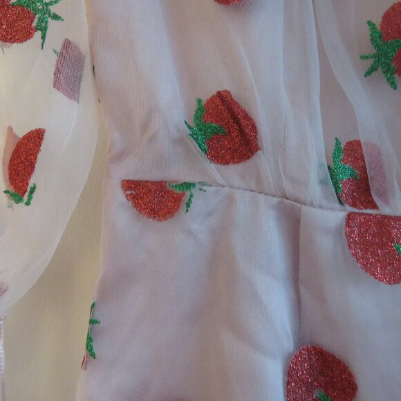 MASKED QUEEN COTTAGECORE Strawberry Tulle Midi Dress Coquette Whimsy Retro NWT - Picture 10 of 14